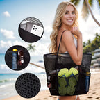 Bolsa tote de praia feminina de grande capacidade – Bolsa de ombro tecido de poliéster durável com parte superior aberta para viagens, compras
