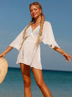 Sexy roupa de banho com decote em v maiô feminino sem costas praia cobrir sarong túnica beach wear férias roupa de banho beach wear