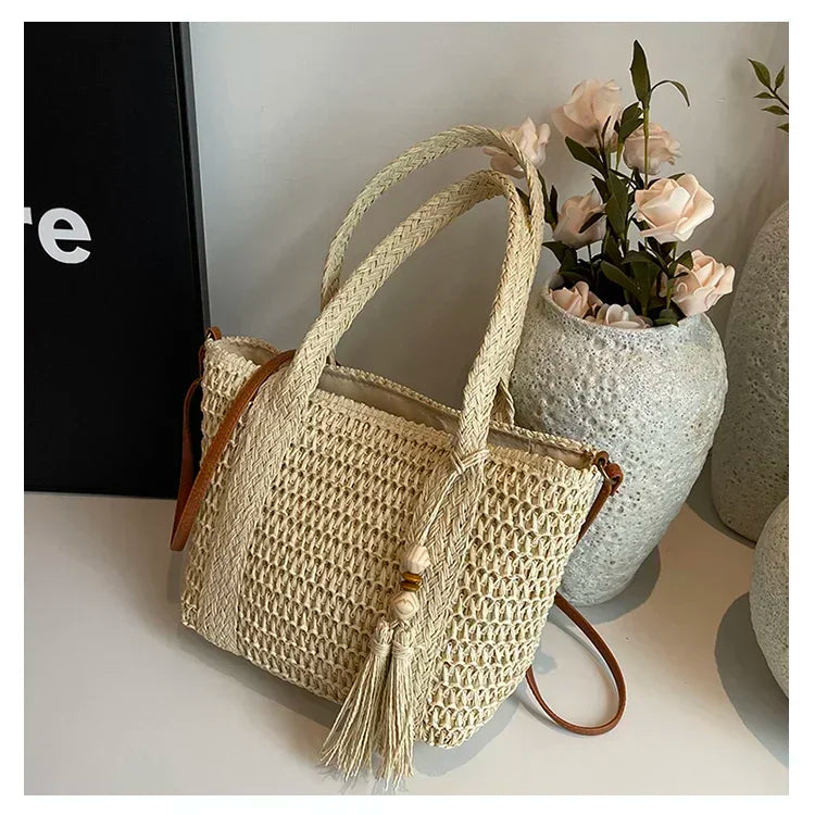 Palha tecelagem verão preguiçoso vento sacola grande capacidade moda versátil sacos feminino 2025 marca casual férias sacos de ombro