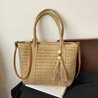 Palha tecelagem verão preguiçoso vento sacola grande capacidade moda versátil sacos feminino 2025 marca casual férias sacos de ombro