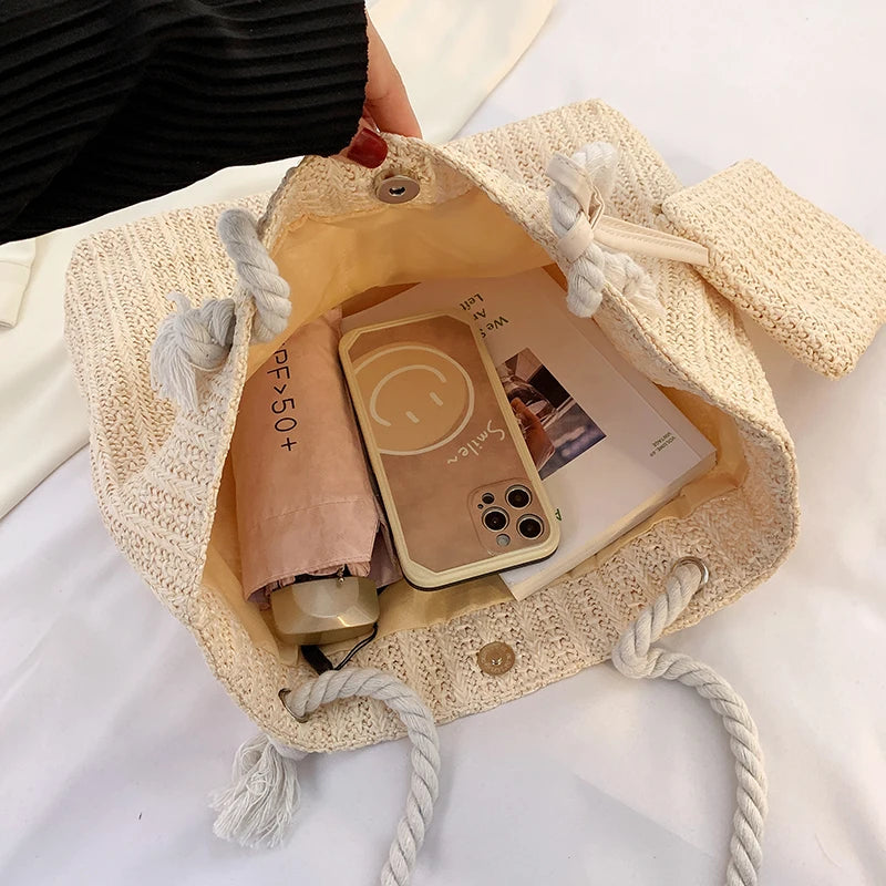 Designer bolsas femininas moda grande capacidade palha sacola verão praia saco casual bali grande bolsa