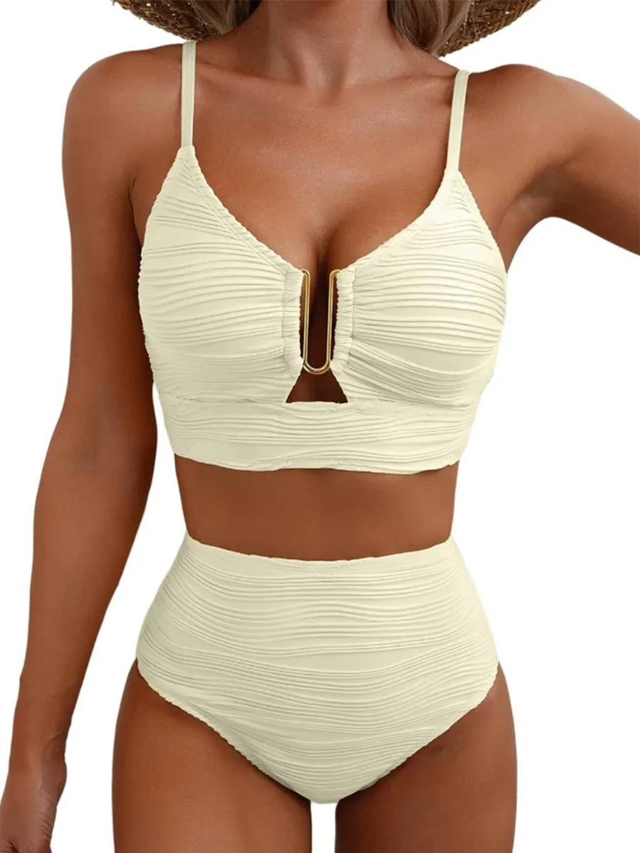 U-wire biquinis 2025 mulheres de cintura alta maiô sólido feminino beachwear verão banhistas natação terno de natação xxl