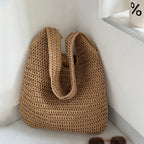 Moda rattan mulheres sacos de ombro tecido bolsas femininas grande capacidade verão praia sacos palha casual tote bolsas