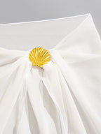 Praia bikini cobrir saia de metal escudo malha tecido envoltório em torno do vestido de praia roupa de banho feminina cobrir vestido beachwear