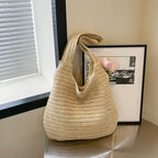 Moda rattan mulheres sacos de ombro tecido bolsas femininas grande capacidade verão praia sacos palha casual tote bolsas