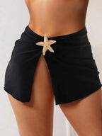 Praia bikini cobrir saia de metal escudo malha tecido envoltório em torno do vestido de praia roupa de banho feminina cobrir vestido beachwear