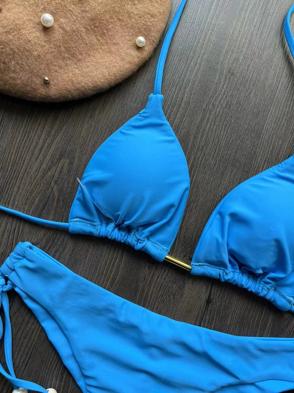 2025 novo sexy triângulo maiô para mulheres biquinis brasileiros halter banho push up maiô corrente de metal praia conjunto biquíni