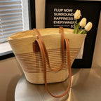 Bolsa de palha feminina verão inswind 2024 nova praia à beira-mar viagem ao ar livre férias grande capacidade bolsa de ombro