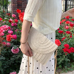 Bolsa de ombro crossbody de palha artesanal para meninas envelope tecido verão pequena bola de cabelo cluth