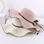 Aba ondulada elegante e versátil casual respirável arco decoração ao ar livre parque de viagem piquenique praia férias sol sombreamento chapéu