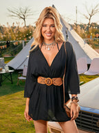 Sexy roupa de banho com decote em v maiô feminino sem costas praia cobrir sarong túnica beach wear férias roupa de banho beach wear