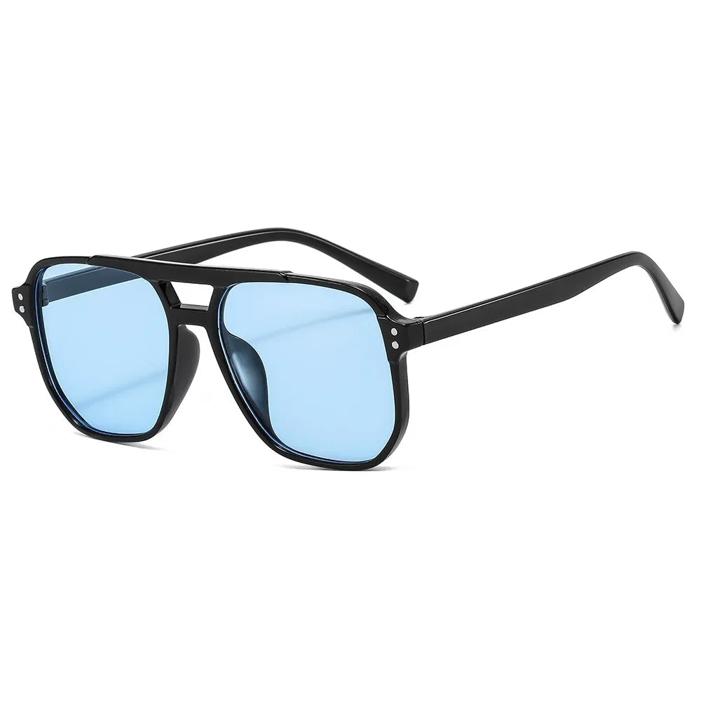 Óculos de sol quadrados vintage para mulheres homens armação grossa pontes duplas óculos feminino chique polígono óculos de sol uv400 tons