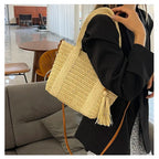 Palha tecelagem verão preguiçoso vento sacola grande capacidade moda versátil sacos feminino 2025 marca casual férias sacos de ombro