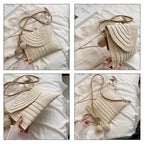 Bolsa de ombro crossbody de palha artesanal para meninas envelope tecido verão pequena bola de cabelo cluth