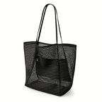Bolsa tote de praia feminina de grande capacidade – Bolsa de ombro tecido de poliéster durável com parte superior aberta para viagens, compras