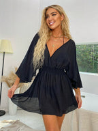 Sexy roupa de banho com decote em v maiô feminino sem costas praia cobrir sarong túnica beach wear férias roupa de banho beach wear