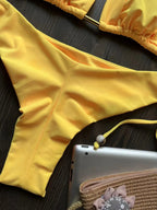 2025 novo sexy triângulo maiô para mulheres biquinis brasileiros halter banho push up maiô corrente de metal praia conjunto biquíni