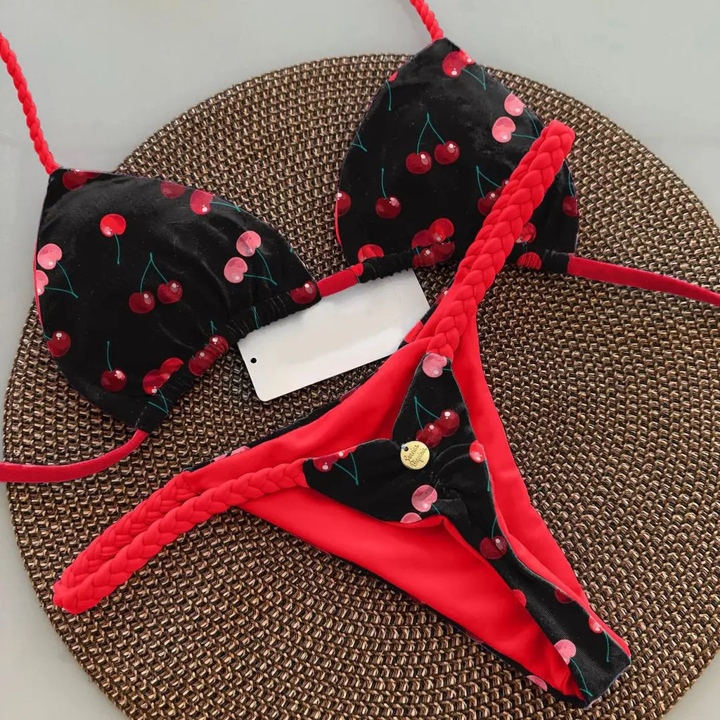 Novo sexy feminino biquíni praia férias maiô conjunto de duas peças