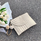 Bolsa de ombro crossbody de palha artesanal para meninas envelope tecido verão pequena bola de cabelo cluth