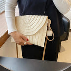 Bolsa de ombro crossbody de palha artesanal para meninas envelope tecido verão pequena bola de cabelo cluth