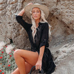 Camisas de praia bikini cover ups para mulheres auto cinto quimono vestido elegante maiô cobre férias fatos de banho beachwear