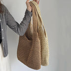 Moda rattan mulheres sacos de ombro tecido bolsas femininas grande capacidade verão praia sacos palha casual tote bolsas