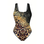 Novo sexy impresso biquíni tie dye leopardo impressão sem costas esportes maiô feminino conjunto de biquíni de uma peça