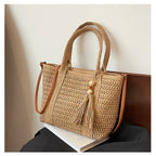 Palha tecelagem verão preguiçoso vento sacola grande capacidade moda versátil sacos feminino 2025 marca casual férias sacos de ombro