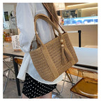 Palha tecelagem verão preguiçoso vento sacola grande capacidade moda versátil sacos feminino 2025 marca casual férias sacos de ombro